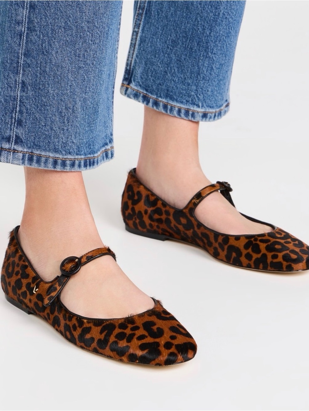 LARROUDÉ Leopard Print Blair Mary Jane Leopard Flats Sz. 7